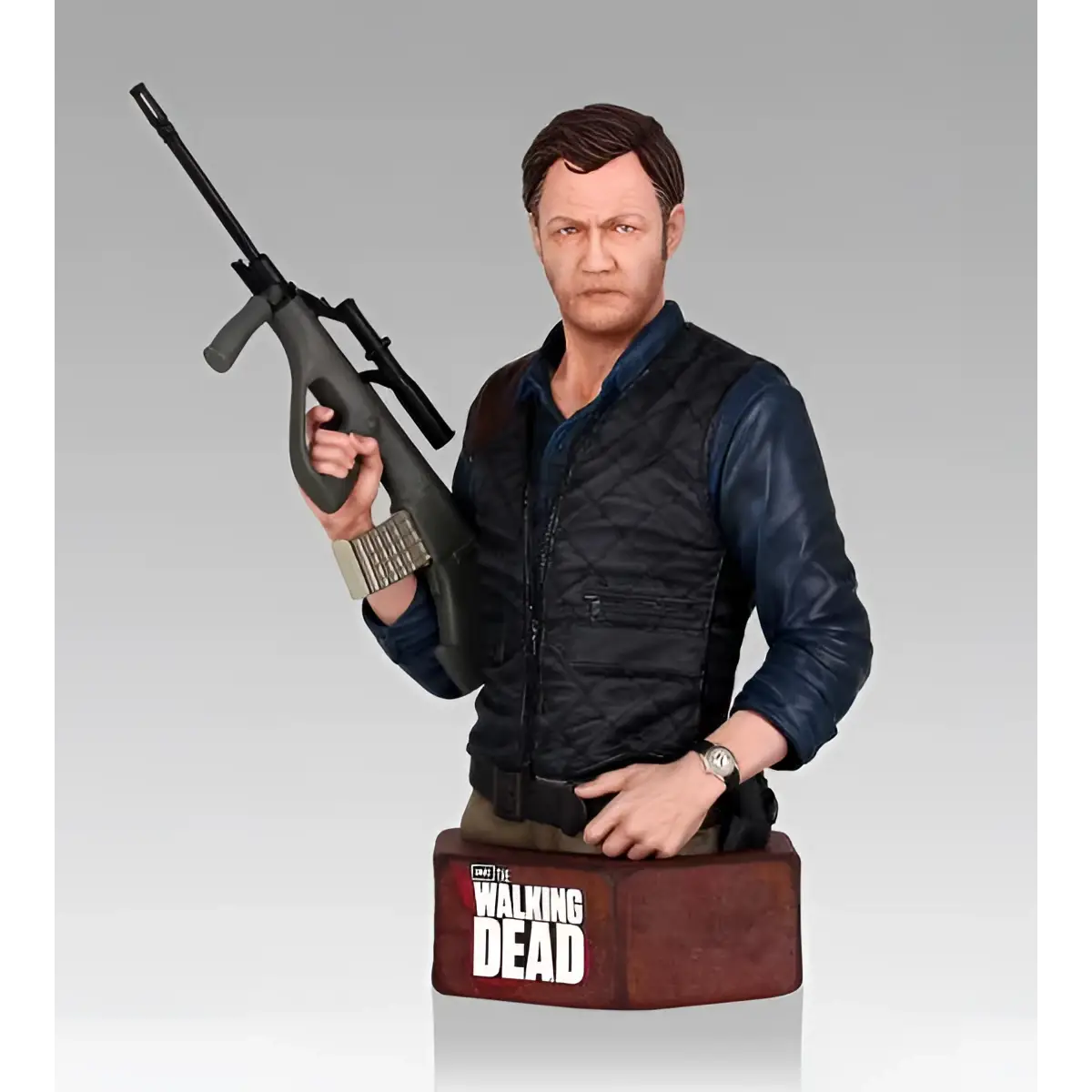 Detaljerad resinbyst av Rick Grimes från The Walking Dead med M203-geväret