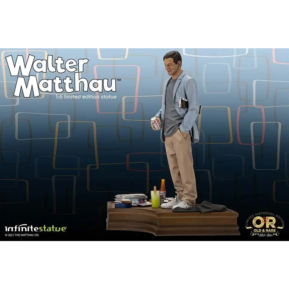 Walter Matthau 1/6 limited edition resin statue i grå blazer, beige byxor och vita sneakers
