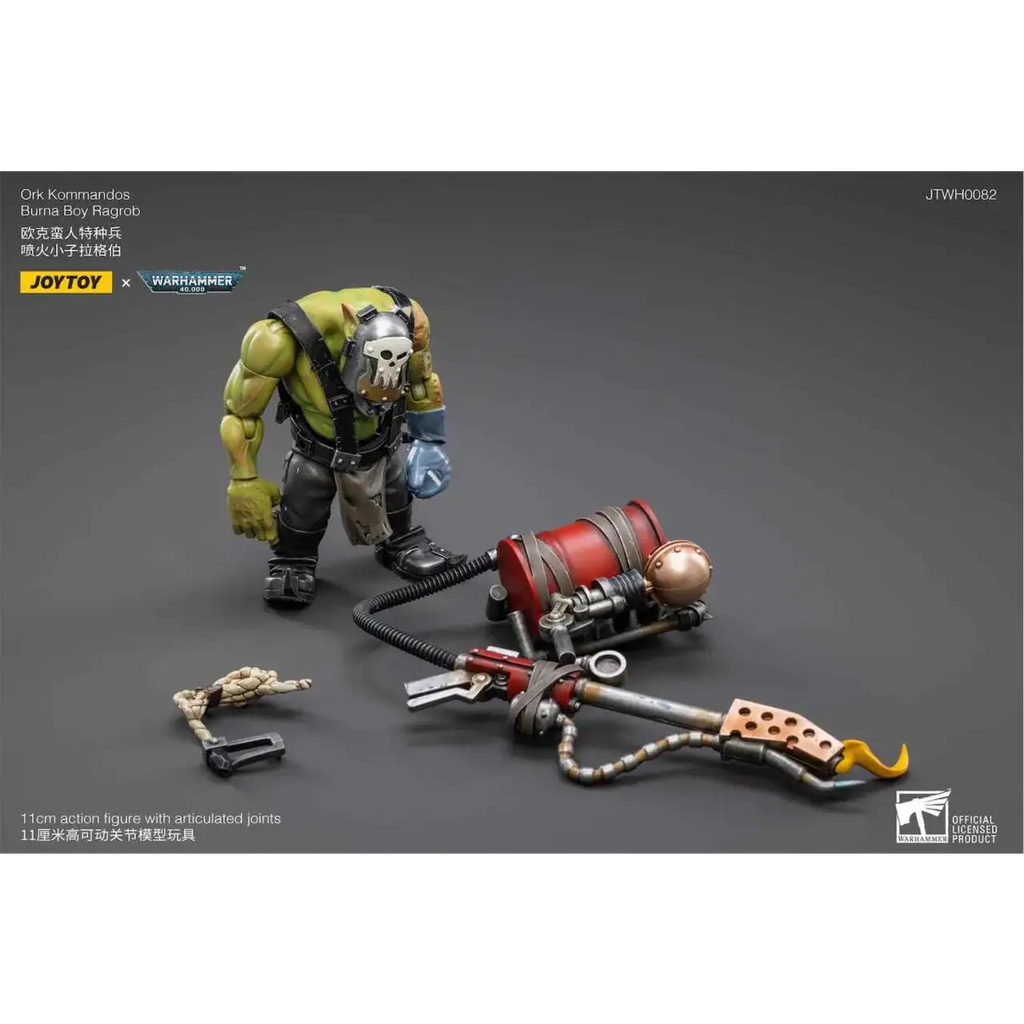 Ork Kommandos Burna Boy Ragrob-figur med ledade leder och plasma-vapen