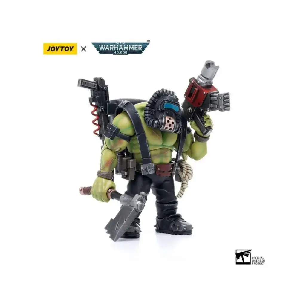 Grönskinnad muskulös Warhammer 40,000 Ork Kommandos Dakka Boy-figur från Joytoy