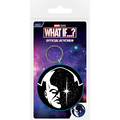 Svartvit rund nyckelring med stiliserat ansikte på stjärnhimmel, officiell Marvel Studios What If? The Watcher-produkt