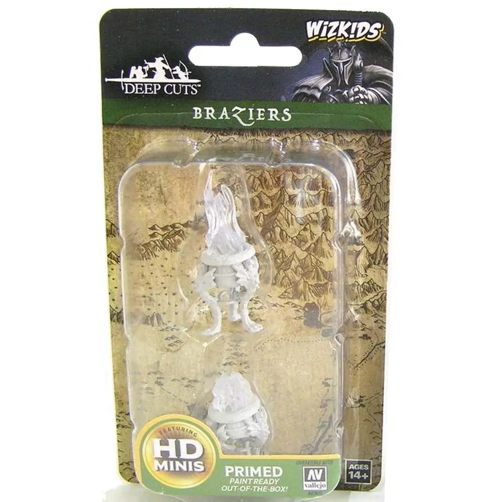 WizKids Um Braziers miniatyrer i plastresin, vita målade figurer i blisterpack