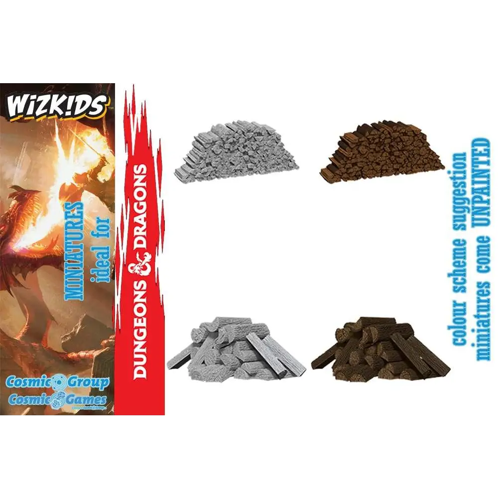 Grå och bruna WizKids Um vedstaplar i plast för D&D-terräng