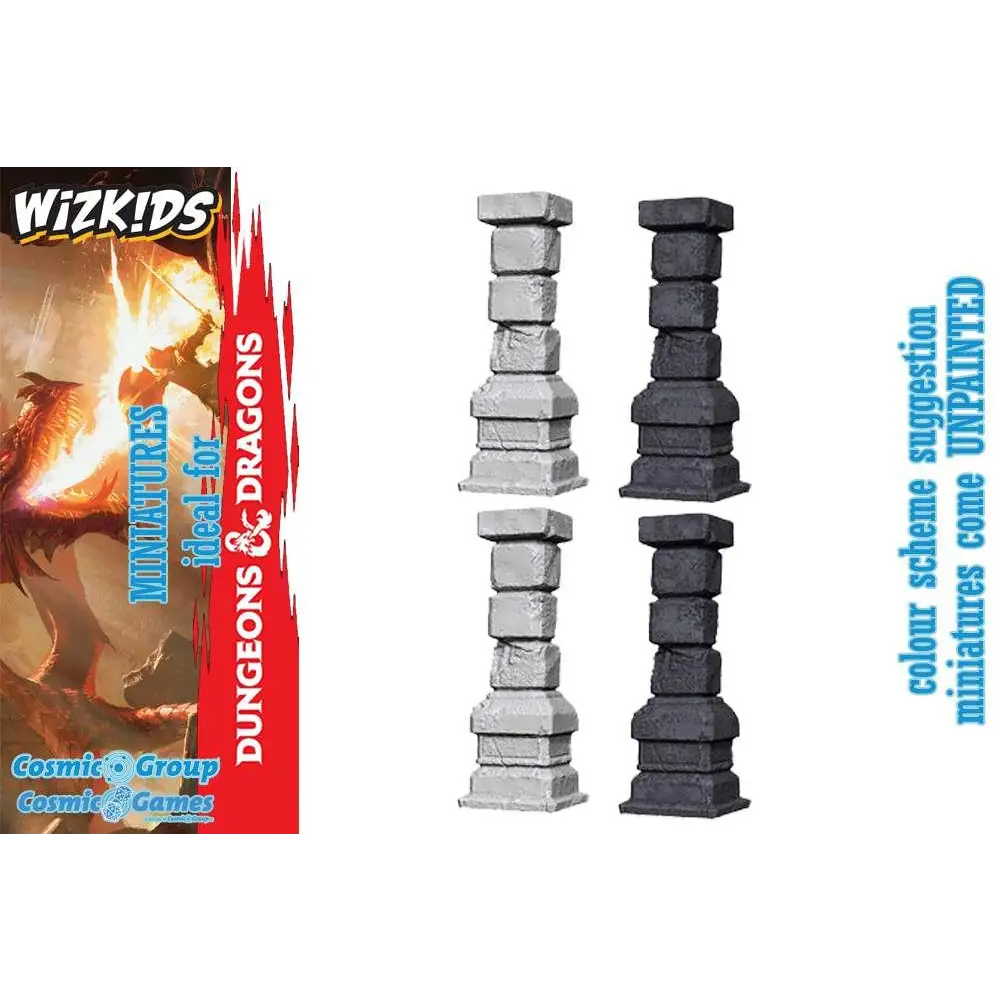 Grå och svarta stenliknande pelare, Wizkids ofärgade D&D-tillbehör