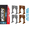 Grå och bruna träliknande giljotinminiatyrer för bordspel från Wizkids