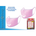 Rosa Wonder Woman ansiktsmasker med vit text Kvinnor räddar världen, 2-pack