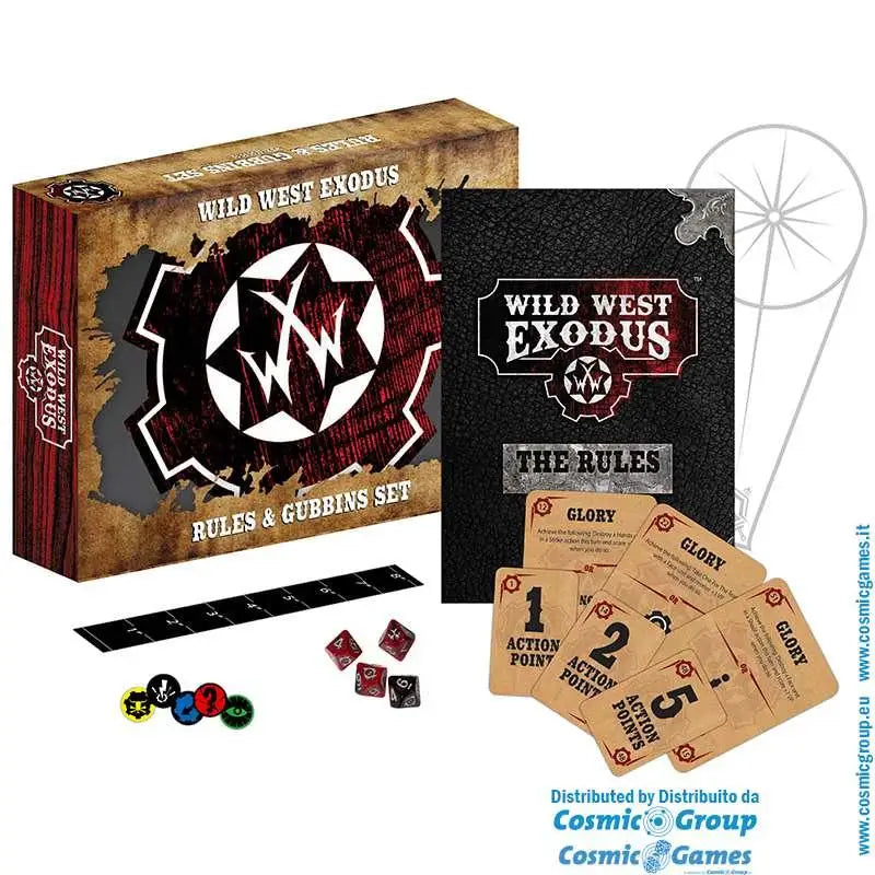Wild West Exodus Absolute Power Starter Set med regelbok, kort, tärningar och tokens