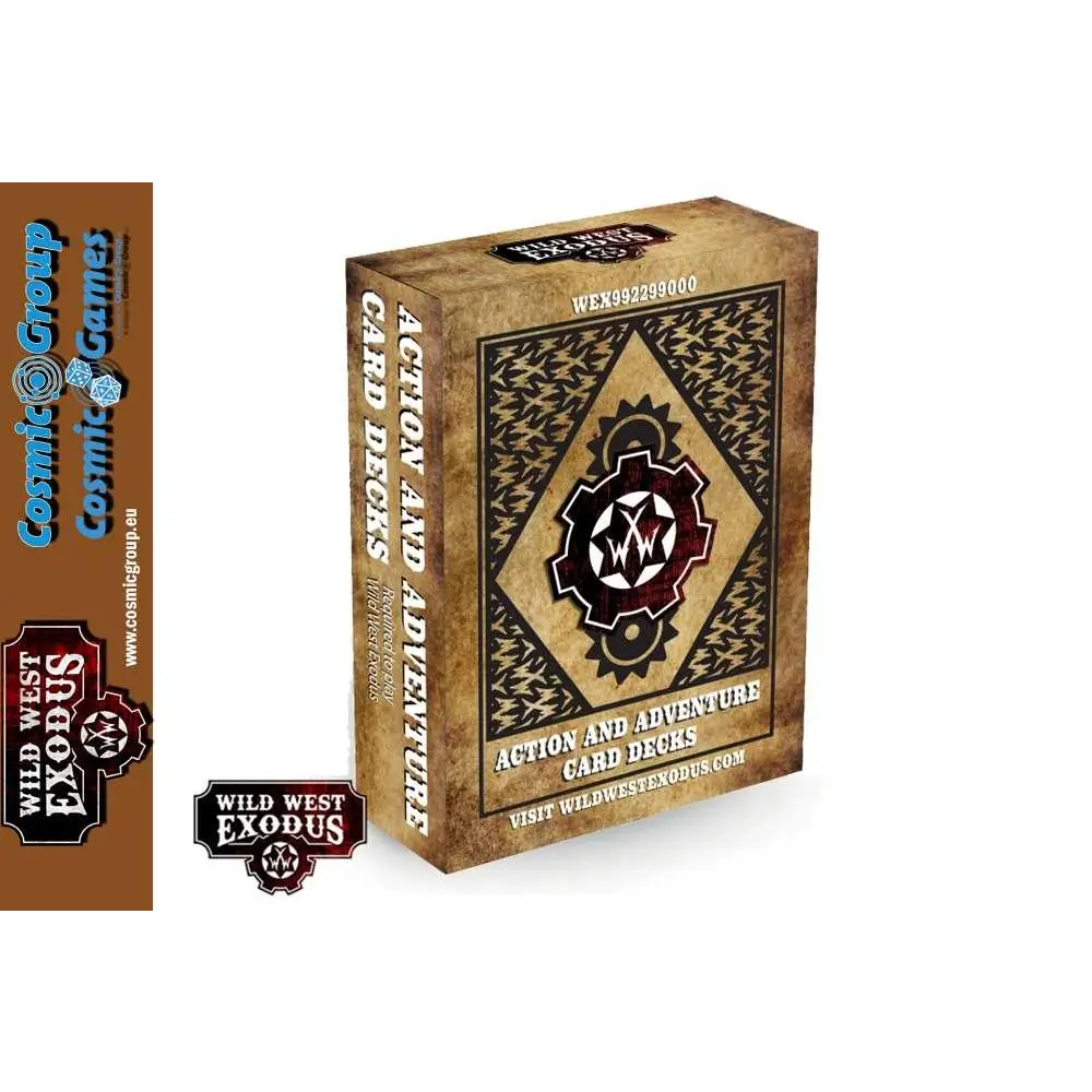 Vintage brun kartonglåda för Wild West Exodus-kortlekar med diamantemblem