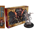 Grå och svart målad miniatyr av demonisk vinged varelse med horn och svans på rund bas i WWE Dark Nation Posse-set