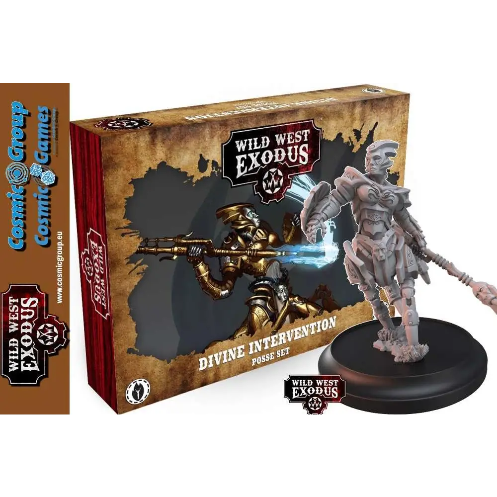 Divine Intervention Posse miniatyrer från Wild West Exodus, två detaljerade figurer på svarta baser