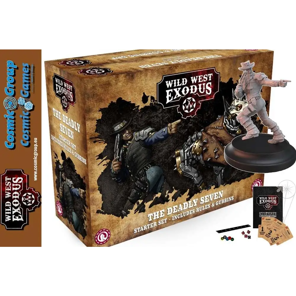 WWE The Deadly Seven Starter Set med cowboyfigur i grå och blå dräkt