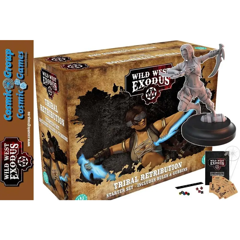 Grå plastminiatyr av kvinnlig WWE-krigare med böjd klinga och blå energi, på svart bas