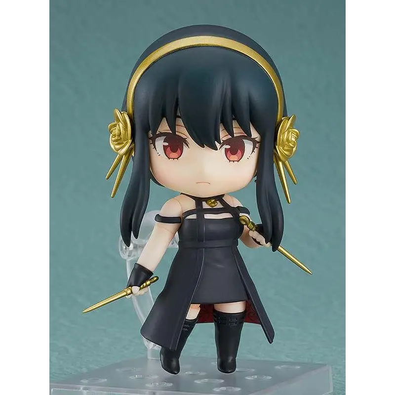 Yor Forger Nendoroid från SPY x FAMILY, svartklädd med guldaccessoarer