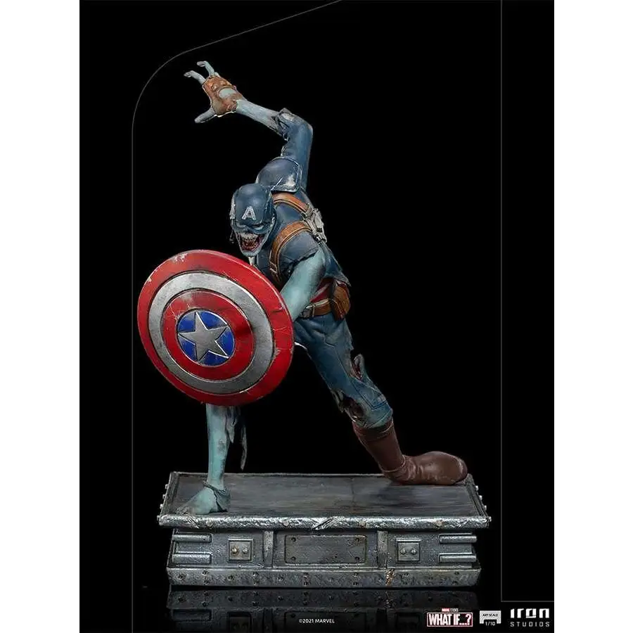 Zombie Captain America 1/10 Art Scale Statue med väderbiten kostym och sköld