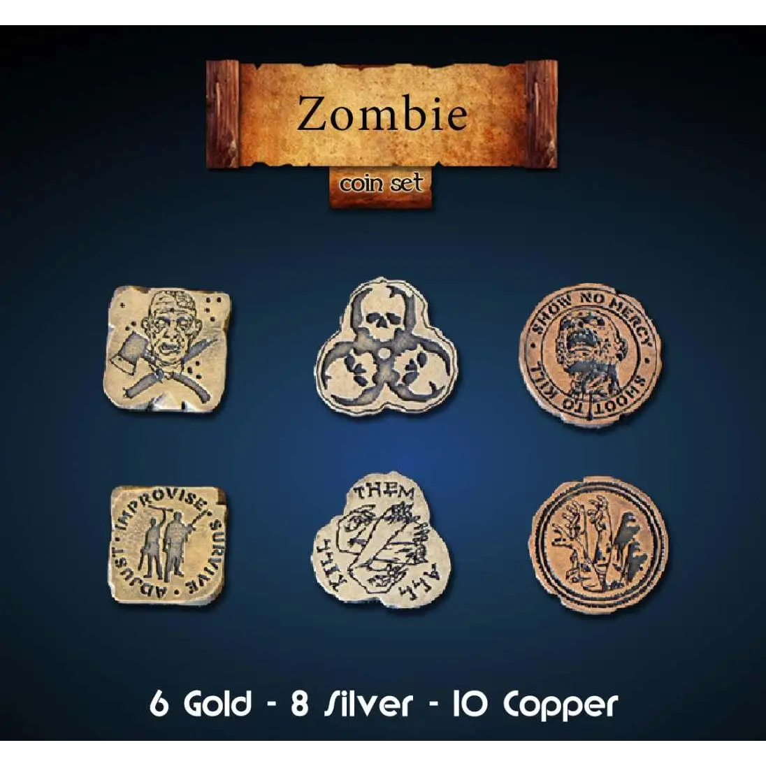 Zombie Metal Coins Set (24 stycken) - Robotto